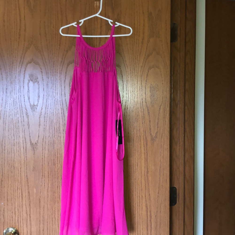 NEW w/ tag Lulus Hot Pink Strappy Halter Dress